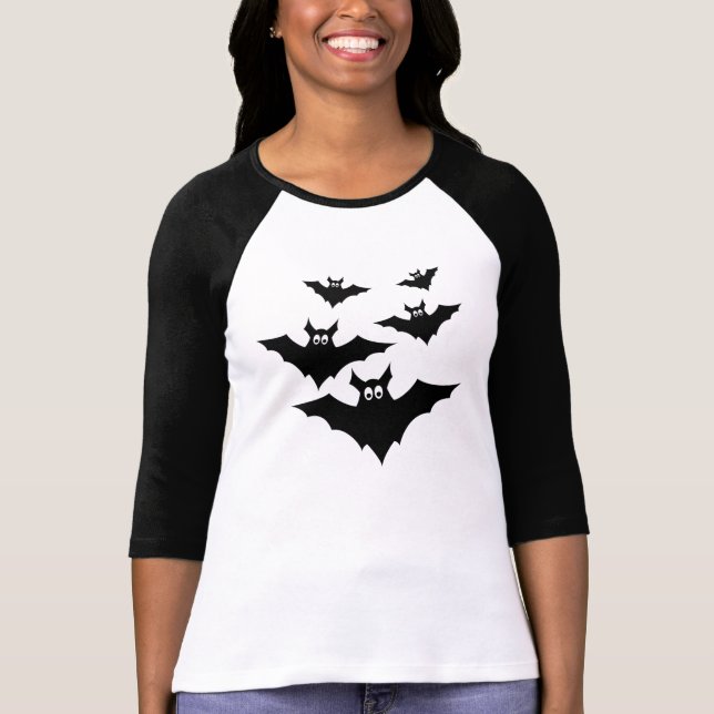 Cute murciélagos halloween mujer camiseta de manga (Anverso)