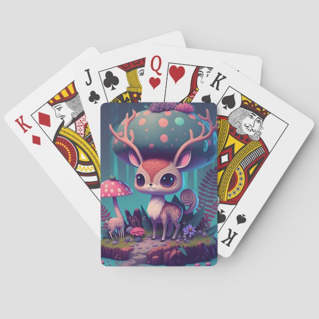 Cute Mushroom Deer Fantasy Cartas de arte (Reverso)