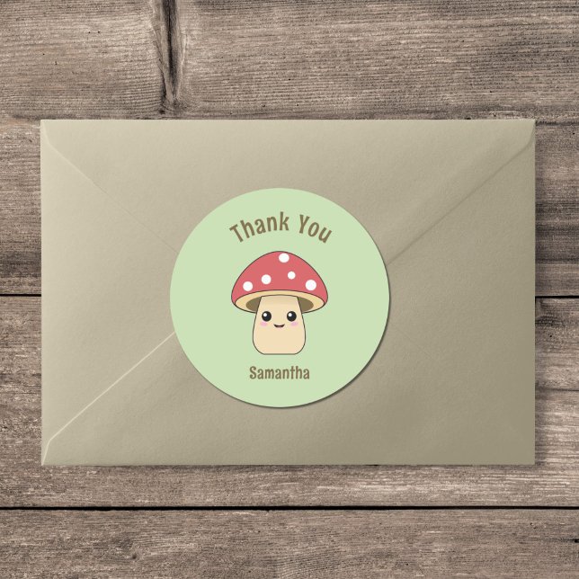 Cute Mushroom Gracias Pegatina (Cute Mushroom Thank You Sticker)