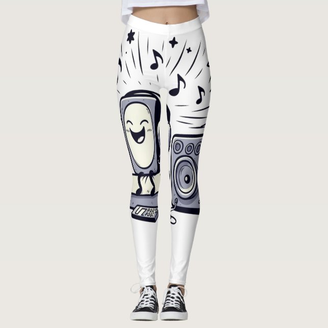 Cute Music Lover – Fun Cartoon Workout Leggings (Anverso)