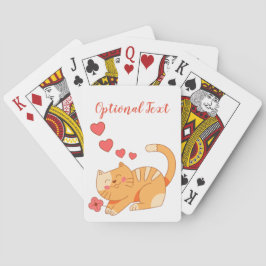 Cute Naranja Amante Tabby Kitten Jugando Cartas