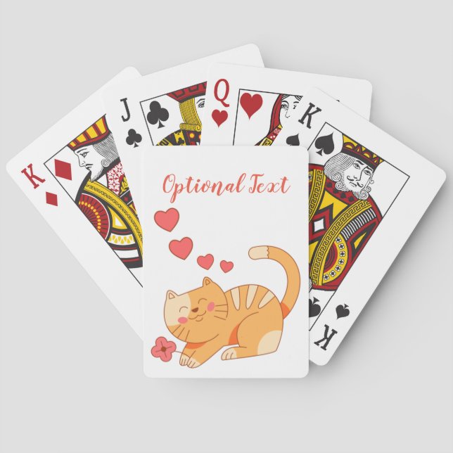 Cute Naranja Amante Tabby Kitten Jugando Cartas (Reverso)