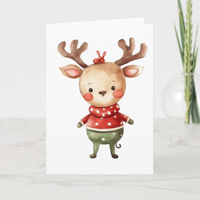 Cute Navidad Feriado Reno Envuelto 2 EN BLANCO (Anverso)