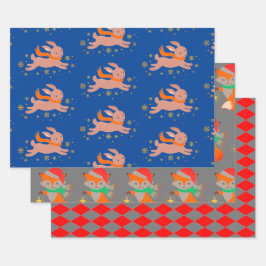 CUTE NAVIDADES ANIMALES PLANTA Papel de envolvimie