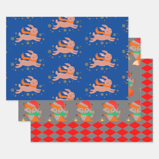 CUTE NAVIDADES ANIMALES PLANTA Papel de envolvimie (Set)