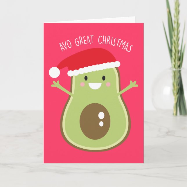 Cute Navidades de aguacate tarjeta de felicitacion (Anverso)