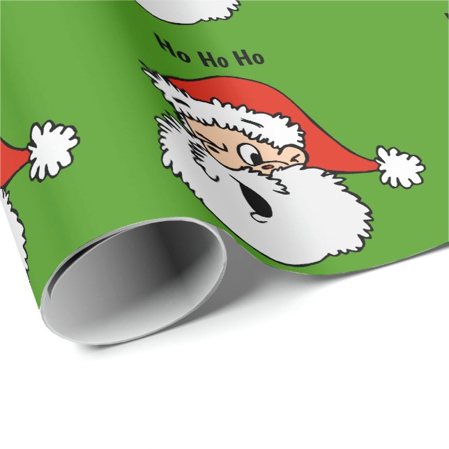 Cute Navidades de Santa Claus envuelto papel (Esquina del rollo)