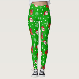 Cute Navidades Kitty Green Leggings