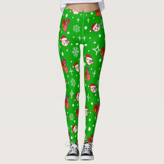 Cute Navidades Kitty Green Leggings