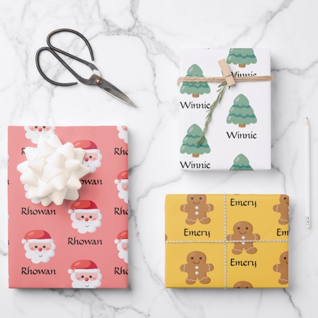 Cute Navidades personalizados envolviendo hojas de (Anverso)