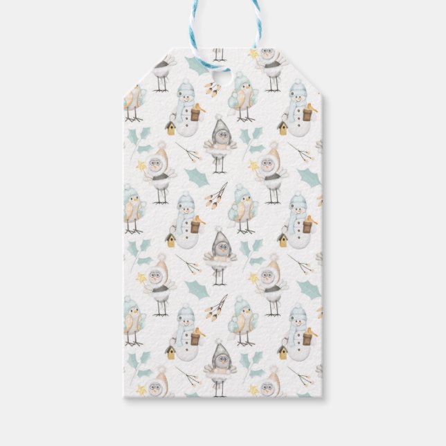 Cute Navidades Snowmen Regalos Etiquetas (Anverso)