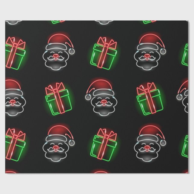 Cute Neon Santa y presenta papel de ajuste (Superficie plana)