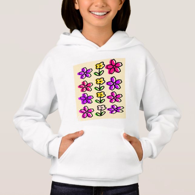 Cute niños diseño de flores de hoodie (Anverso)