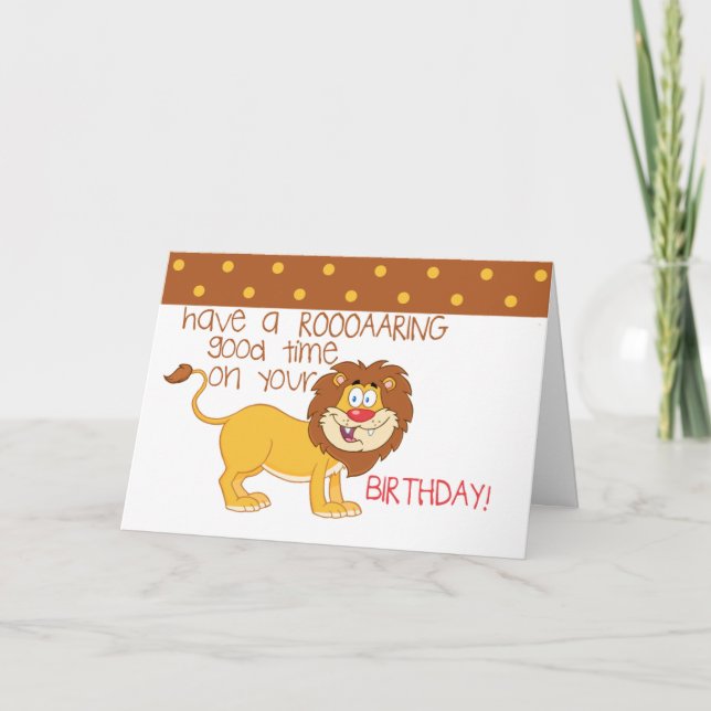 Cute niños leones tarjetas de cumpleaños felices (Anverso)