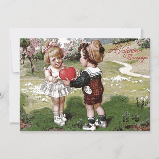 Cute Niños Pareja Invitación a la Boda Cardíaca (Anverso)