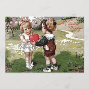 Cute Niños Pareja Invitación a la Boda Cardíaca