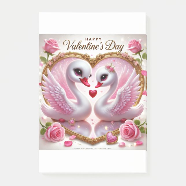 Cute notas de San Valentín de cisne rosa luego de  (Anverso)
