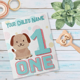 Cute Number One Dog Puzzle | Personalized