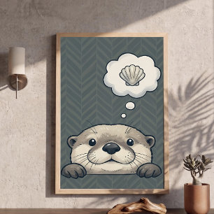 Cute nutria soñando con cartel de arte de vivero d