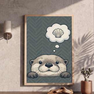 Cute nutria soñando con cartel de arte de vivero d