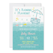 Cute Ocean Hearts Whimsical Invitación Baby Shower