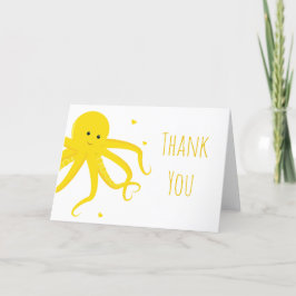 Cute Octopus Heart Yellow Gracias Tarjeta