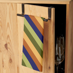 Cute Olive Sage Navy Stripes Kitchen Toalla