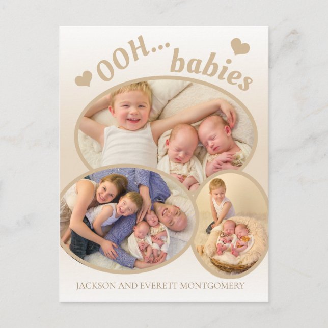 Cute Ooh Babies Foto Tan Anuncio De Nacimiento (Anverso)