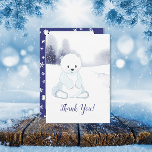 Cute Oso Polar Baby Shower Agradecimiento