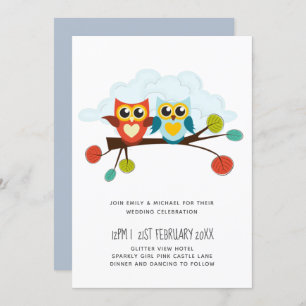 Cute OWLS Tema Boda Naranja Azul