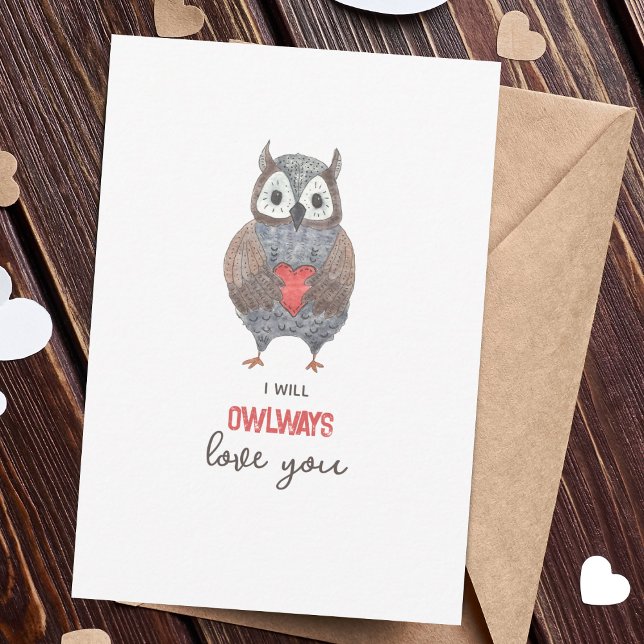 Cute Owlways Love You El día de San Valentín Card (Subido por el creador)