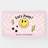 Cute pancarta de cumpleaños retro rosa Preppy Y2K