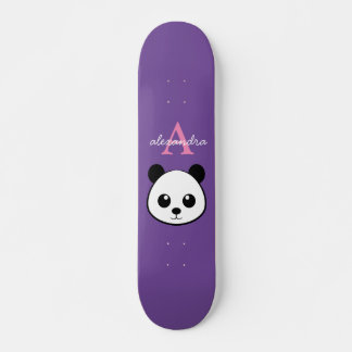 Cute Panda Bear Personalizado Monograma Skateboard