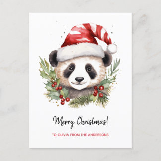 Cute Panda Bear Santa Merry Navidad