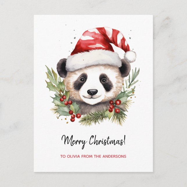 Cute Panda Bear Santa Merry Navidad (Anverso)