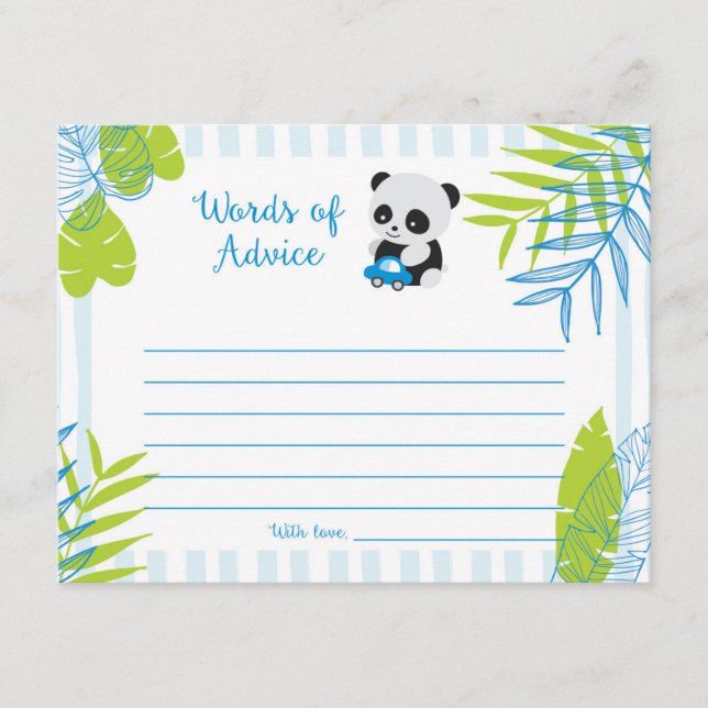 Cute Panda Boy Baby Shower Palabras de tarjetas de (Anverso)