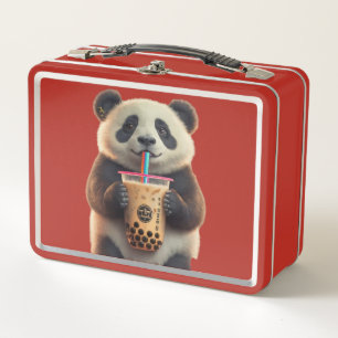 Cute Panda Bubble Tea Insulated Lunch Box para niñ
