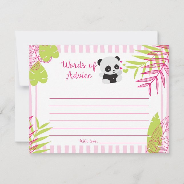 Cute Panda Chica Baby Shower Palabras de tarjetas  (Anverso)