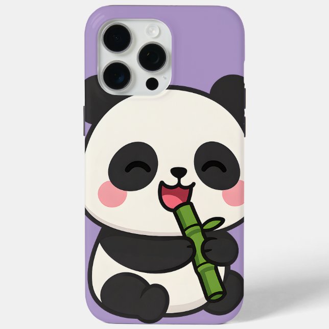 Cute Panda comiendo teléfono de fundas de bambú (Reverso )