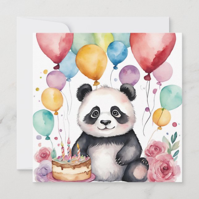 Cute Panda con tarjeta de globos (Anverso)