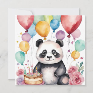Cute Panda con tarjeta de globos