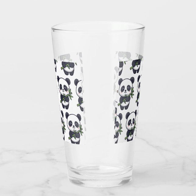 Cute Panda Drinking Glass – Seamless Pattern (Derecha)