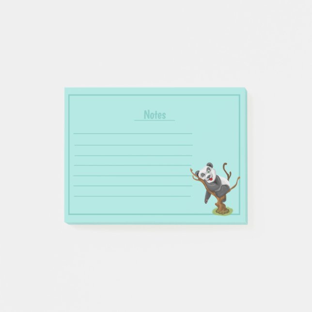 Cute Panda en el árbol con notas posteriores a lín (Anverso)