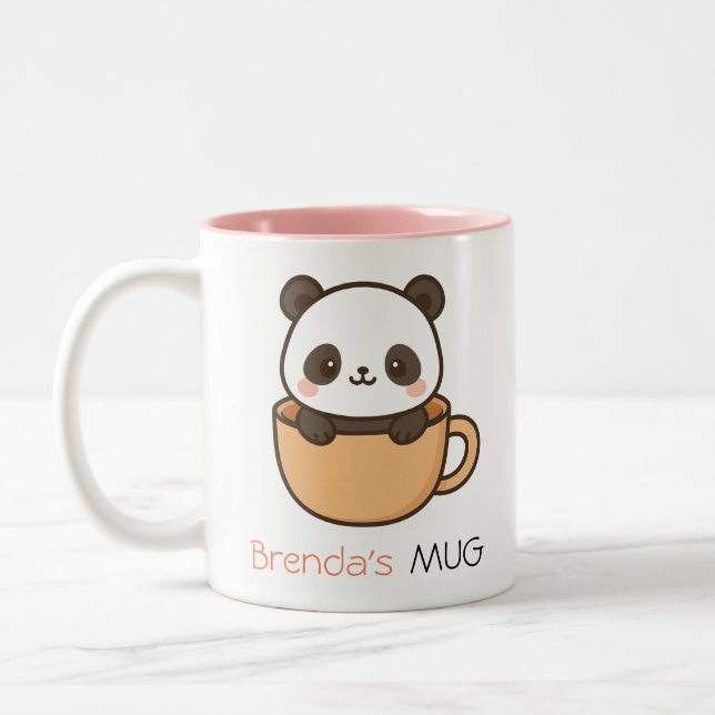 Cute Panda en la Copa - Diseño de Mug de nombre pe (Izquierda)