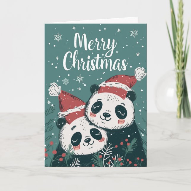 Cute Panda Feliz Navidad Personalizado (Anverso)