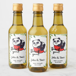 Cute Panda Gracias Baby Shower Mini Wine Label