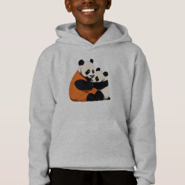 Cute Panda Love Cuddling Kids Pullover Hoodie