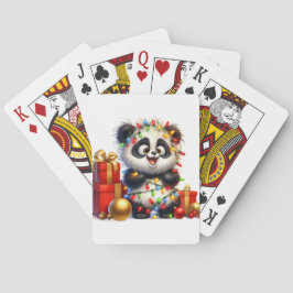 Cute Panda Navidades Jugando Cartas
