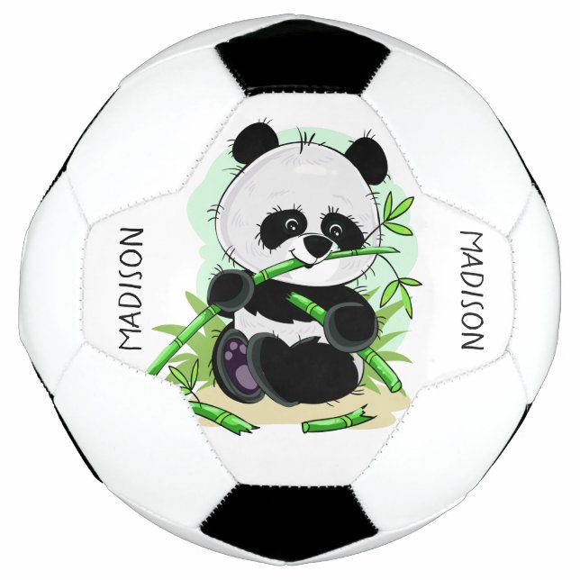 Cute Panda nombre personalizado pelota de fútbol (Anverso)