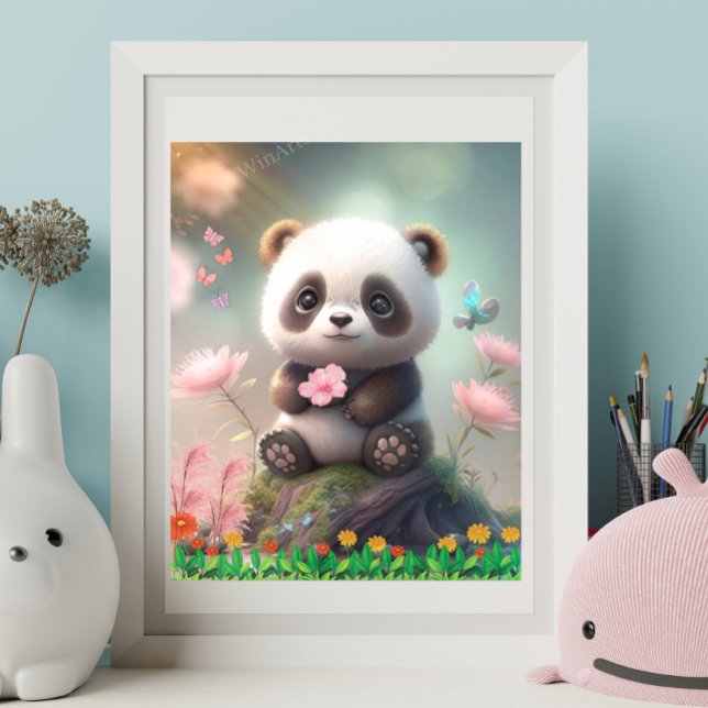Cute Panda sentado en el arte de los jardines flor (Subido por el creador)